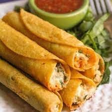 #17  3 rolled Taquitos w/ Beans and Rice Plate