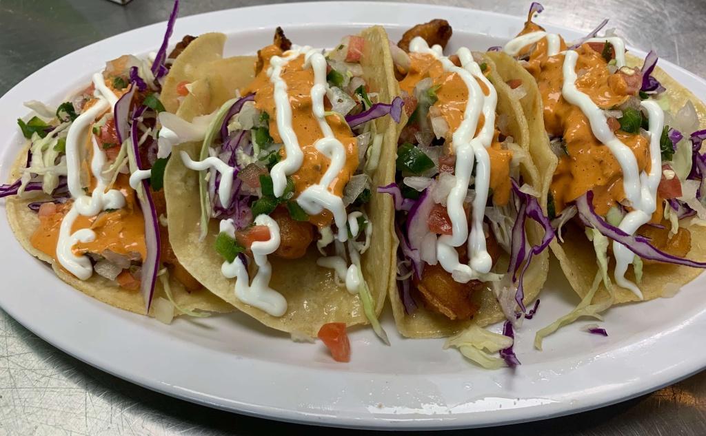 #24  2 Fish Tacos plate W Rice/beans
